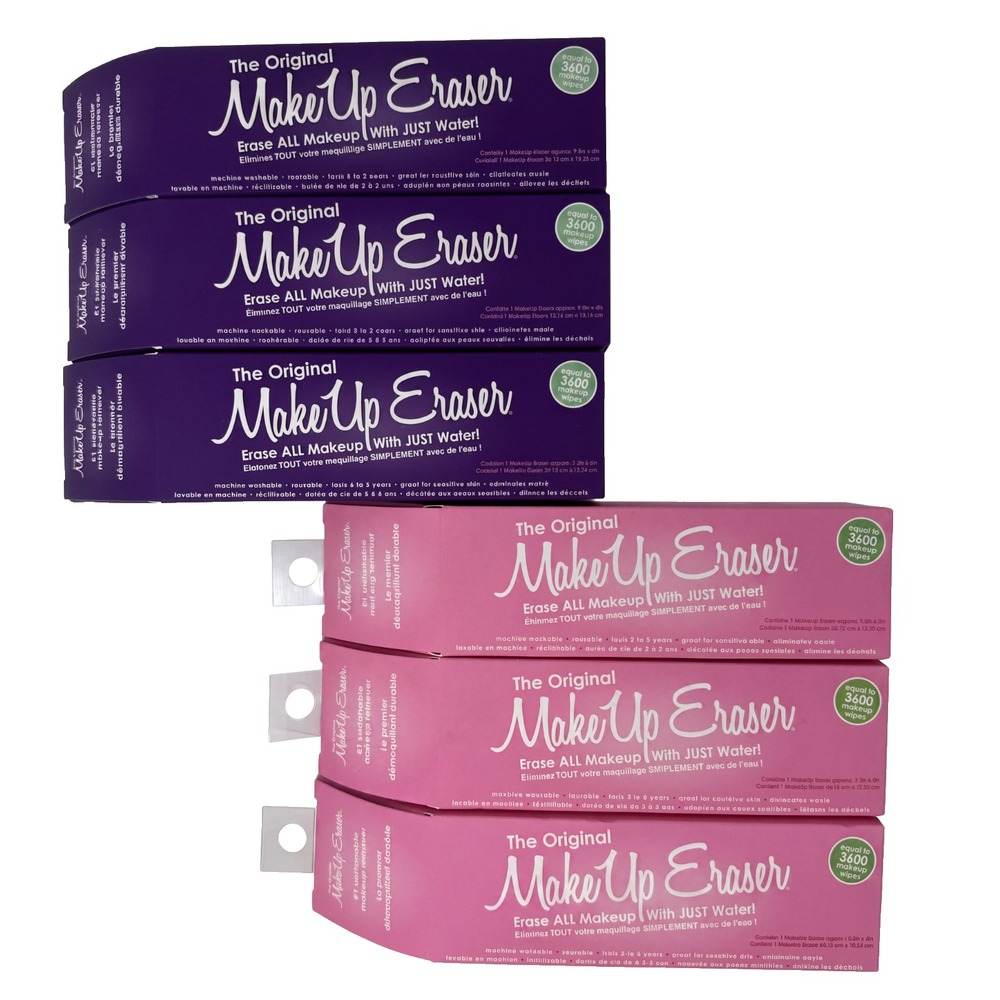 6 Pack The Original MakeUp Make Up Eraser FULL SIZE Pink & Purple Set